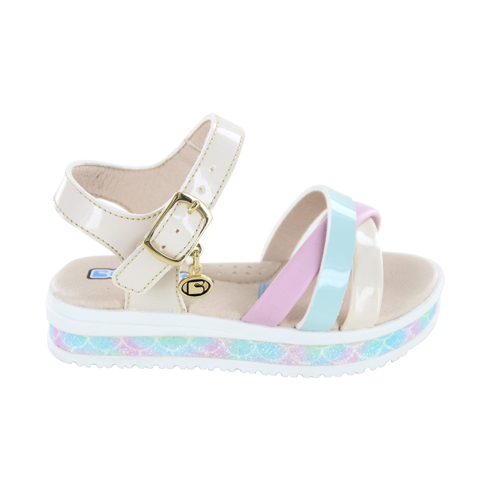Sandalia Coqueta para niña en charol beige Casandra con arco preformado