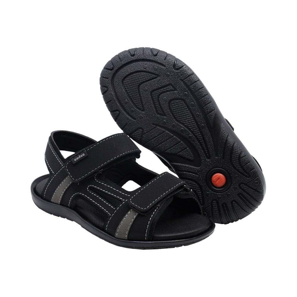 Sandalia para niño Audaz de material sintético color negro Reactor con ajuste de tira de contacto