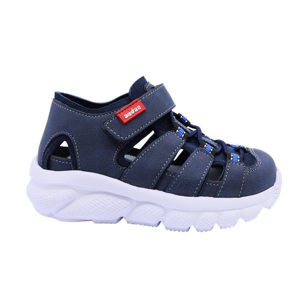 Sandalias para niño Audaz material sintético color azul waffle ajuste seguro con tira de contacto