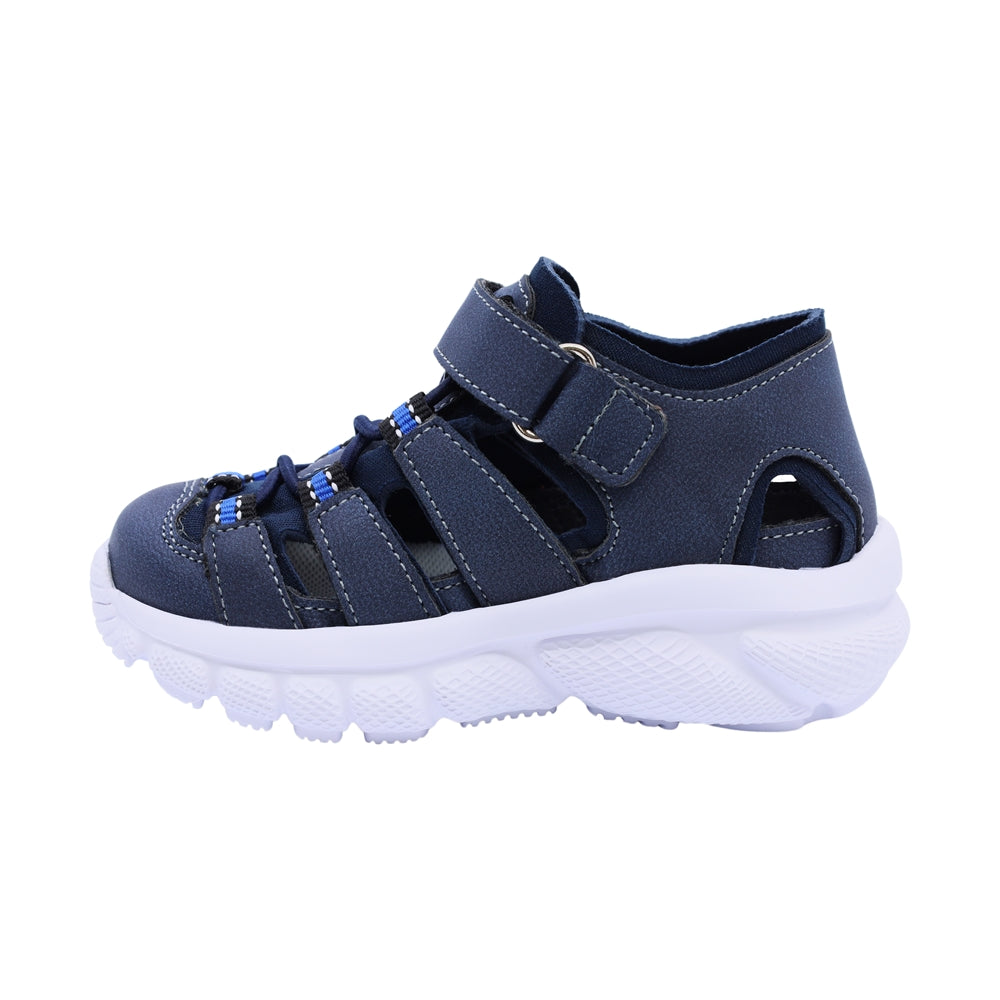 Sandalias para niño Audaz material sintético color azul waffle ajuste seguro con tira de contacto