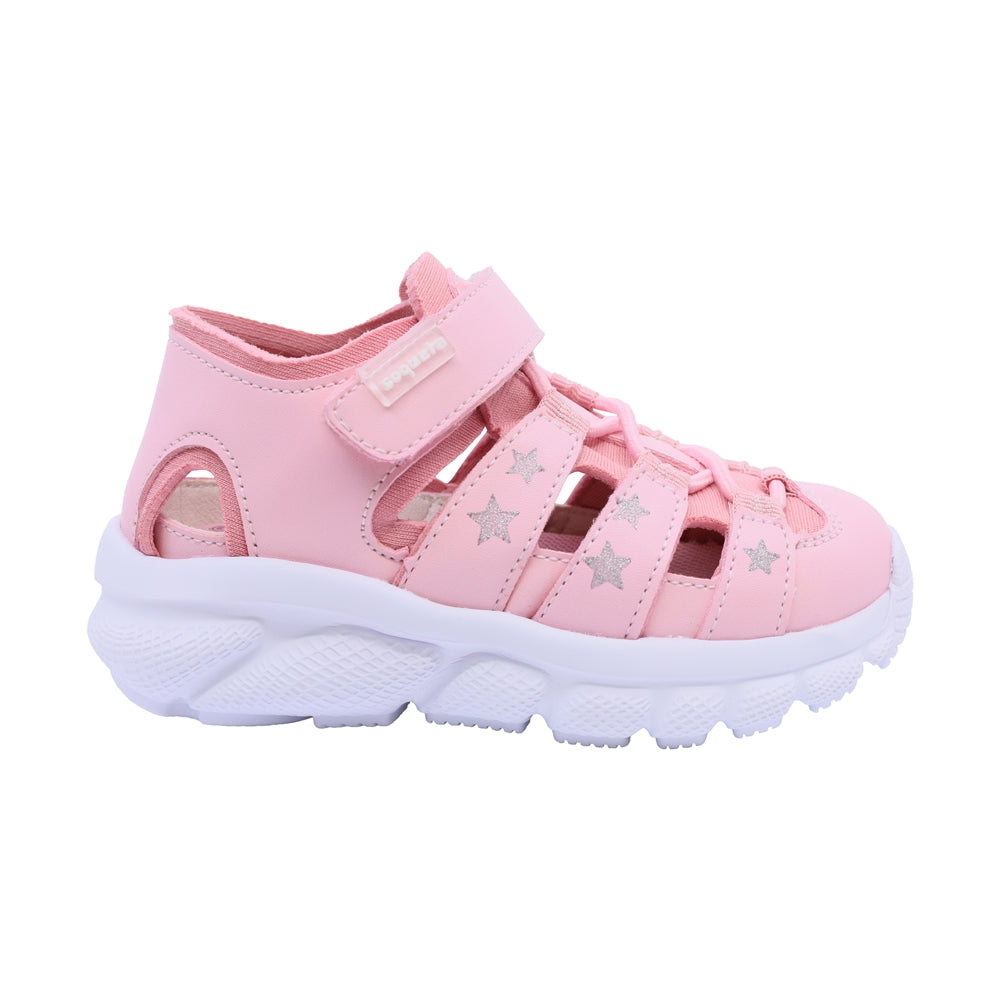 Sandalias Coqueta para niña en sintético rosa waffle con tira de contacto