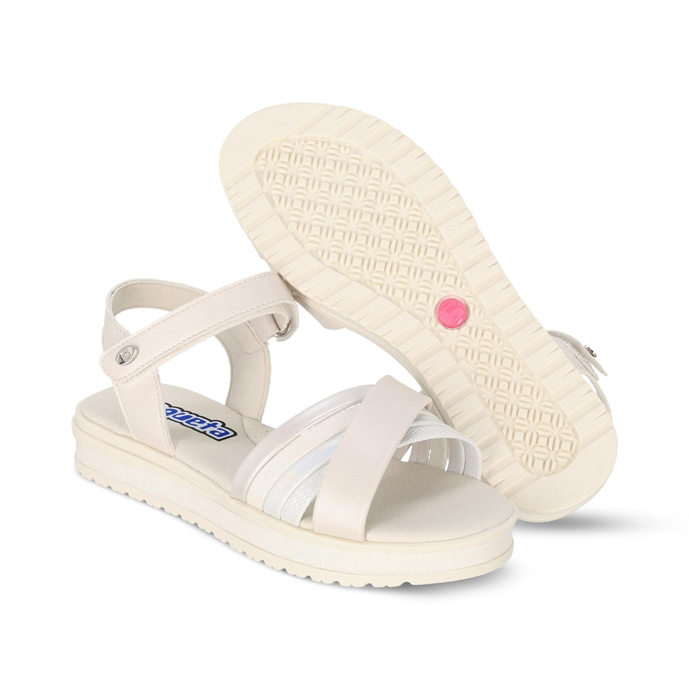 Sandalia Coqueta para niña en sintético perla Casandra con tira de contacto