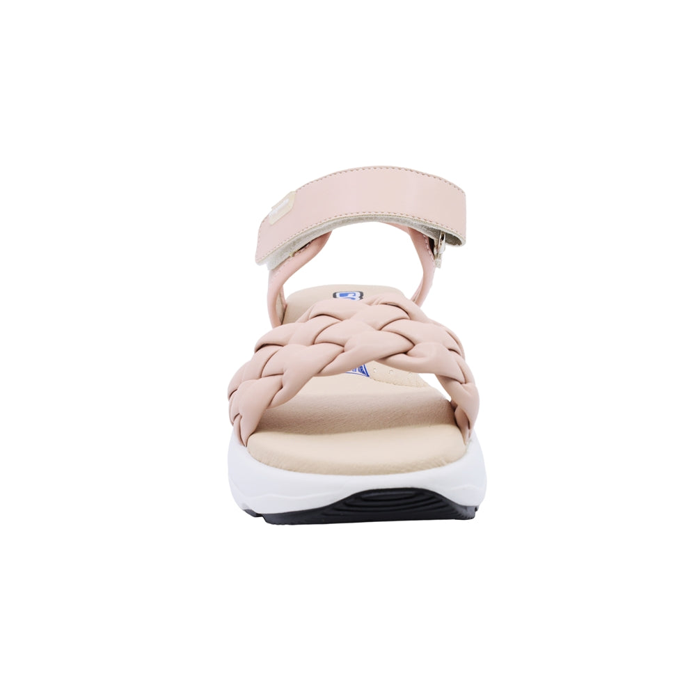 Sandalia Coqueta para niña en sintético beige Salim con tira de contacto.
