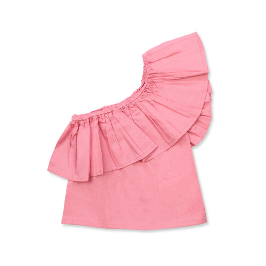 Blusa Coqueta para niña de poliéster en  rosa con pliegue asimétrico