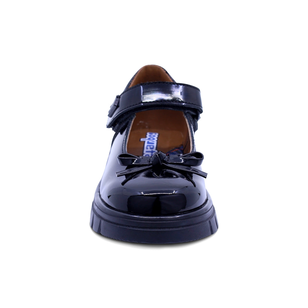 Zapato escolar Coqueta para niña de charol negro Thunder con moño