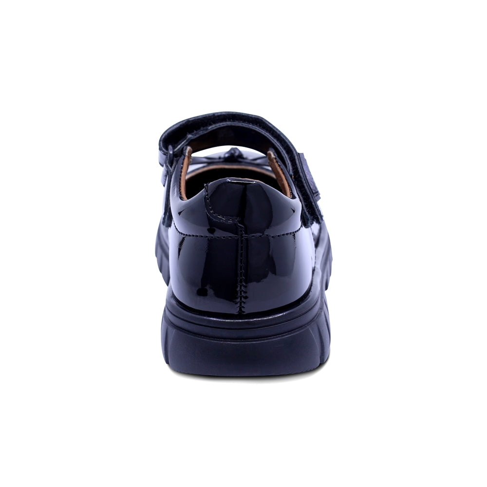 Zapato escolar Coqueta para niña de charol negro Thunder con moño