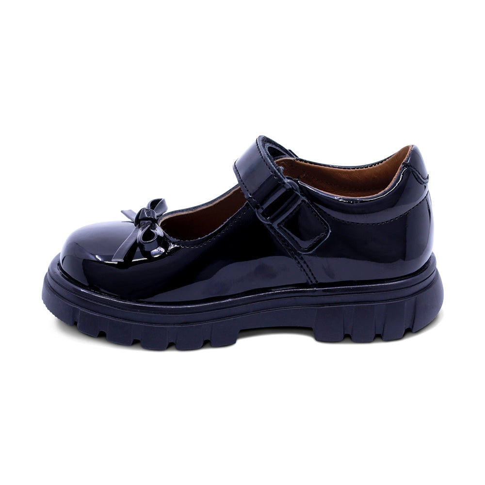 Zapato escolar Coqueta para niña de charol negro Thunder con moño