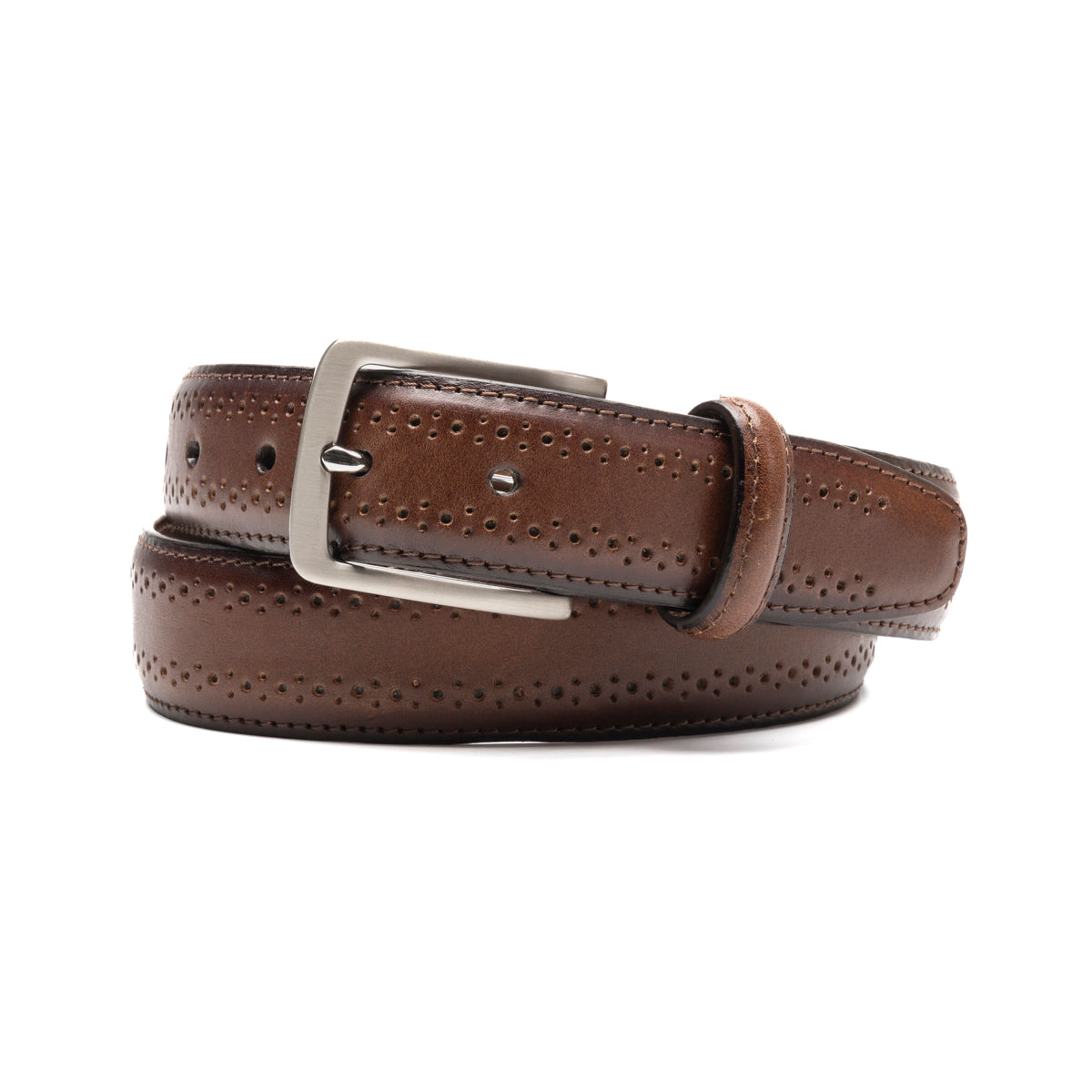 Cinturón Quirelli para Hombre con Acabado Almenillado Estilo 130102 Café