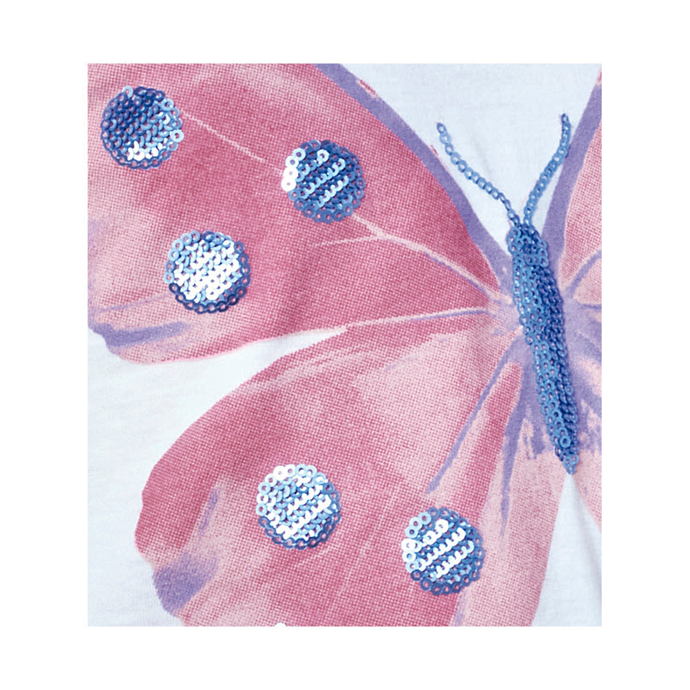 Conjunto Coqueta para niña de algodón en blanco con estampado de mariposa