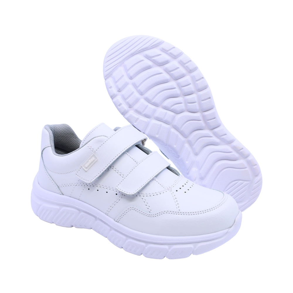 Tenis Audaz para niño en piel blanco Balu con doble tira de contacto.