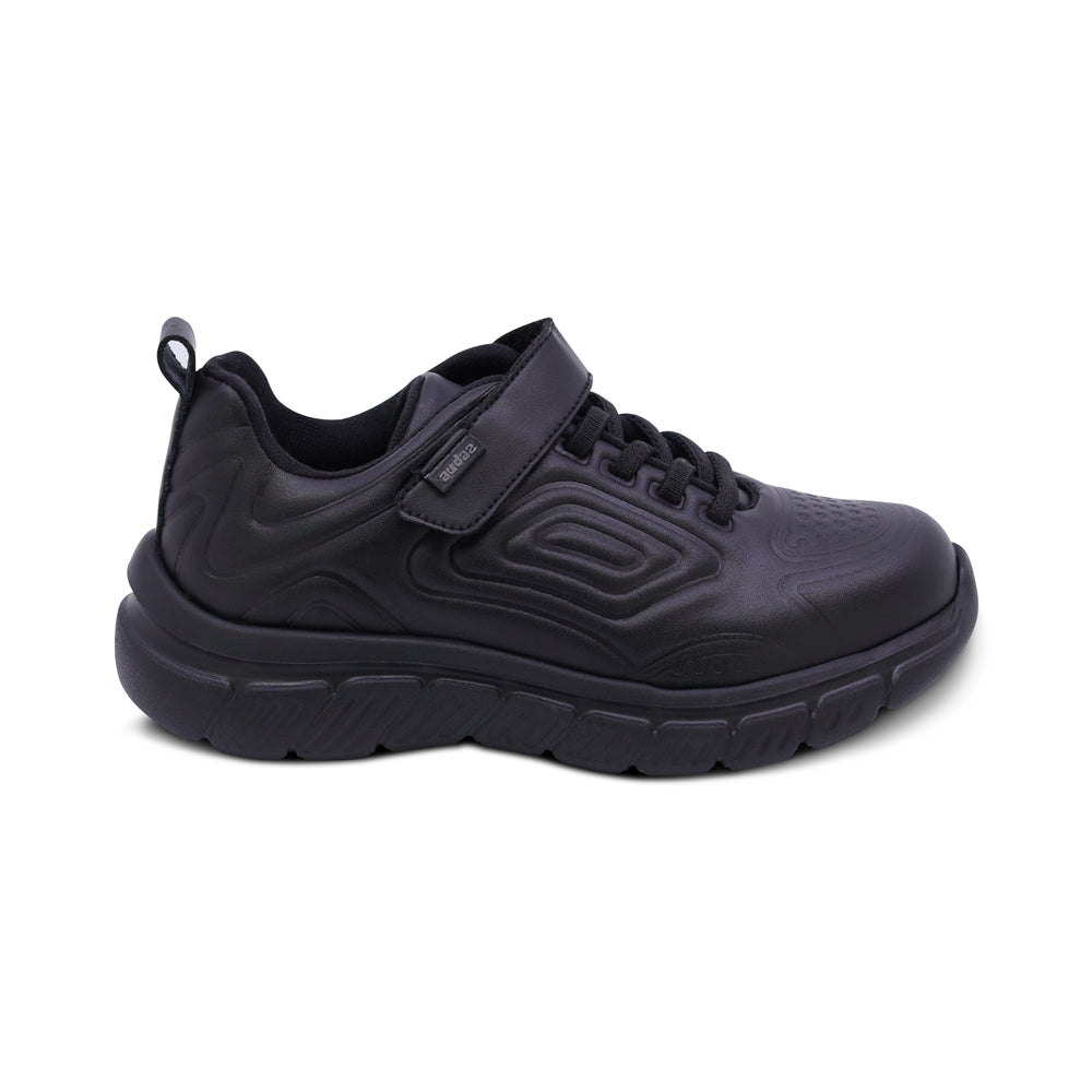 Tenis escolar Audaz para niño en piel negro Balú con tira de contacto