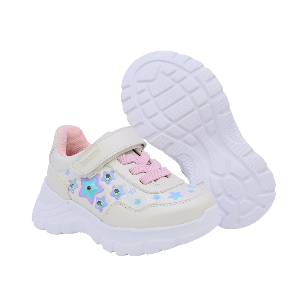 Tenis Coqueta para niña en sintético perla Nemo con luces