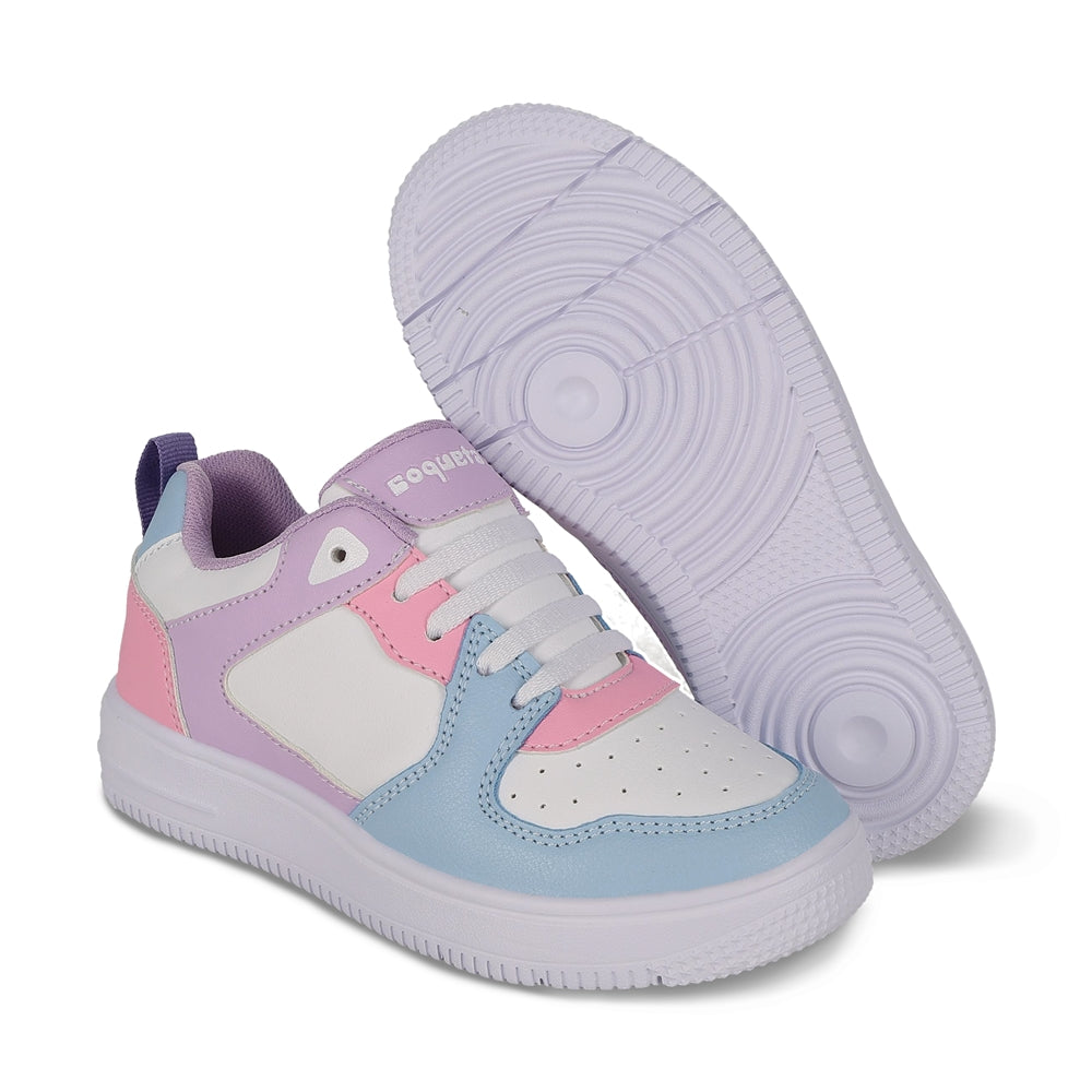 Tenis Coqueta para niña en sintético azul Morelos con ajuste de agujeta