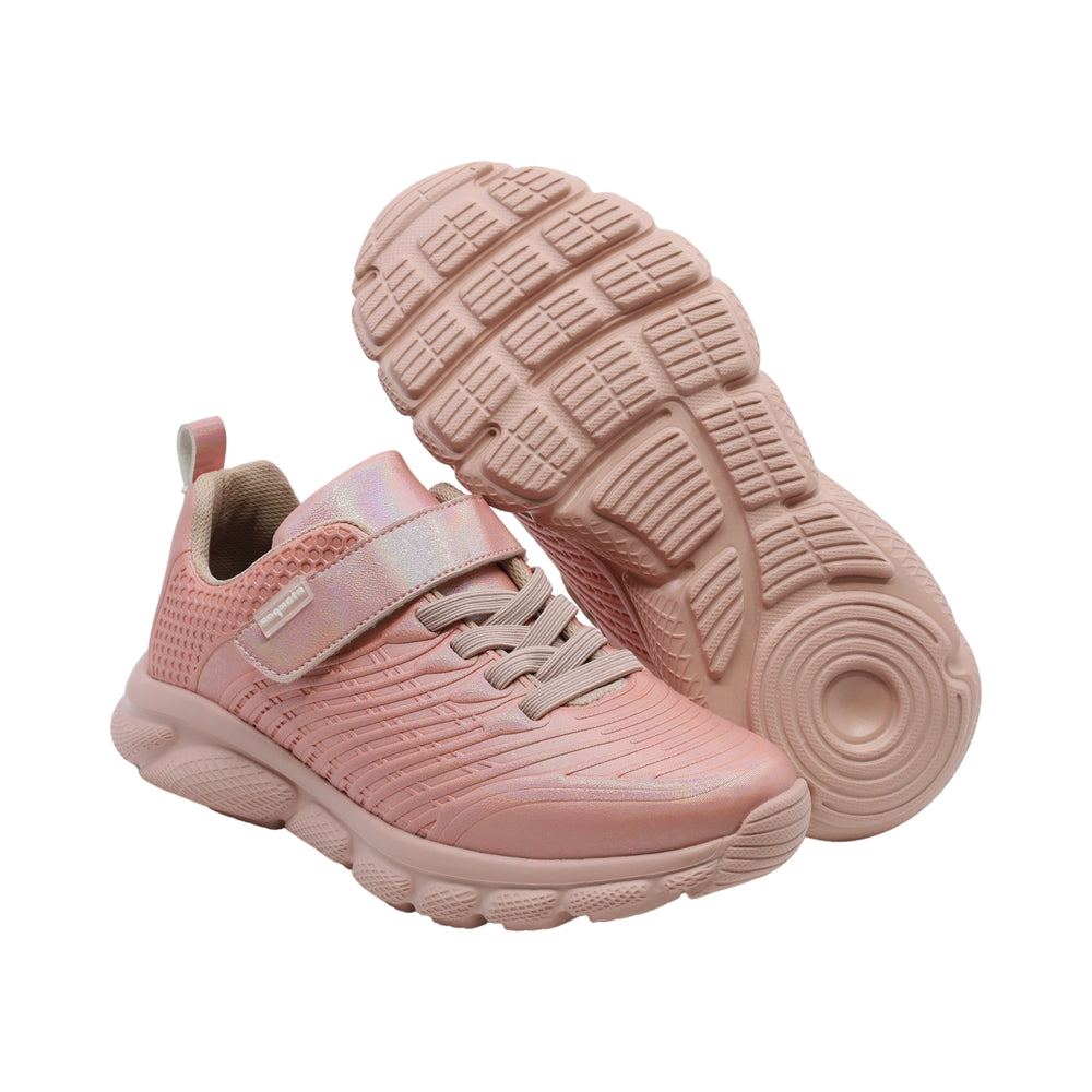 Tenis Coqueta para niña en sintético salmon bugsy con tira de contacto.