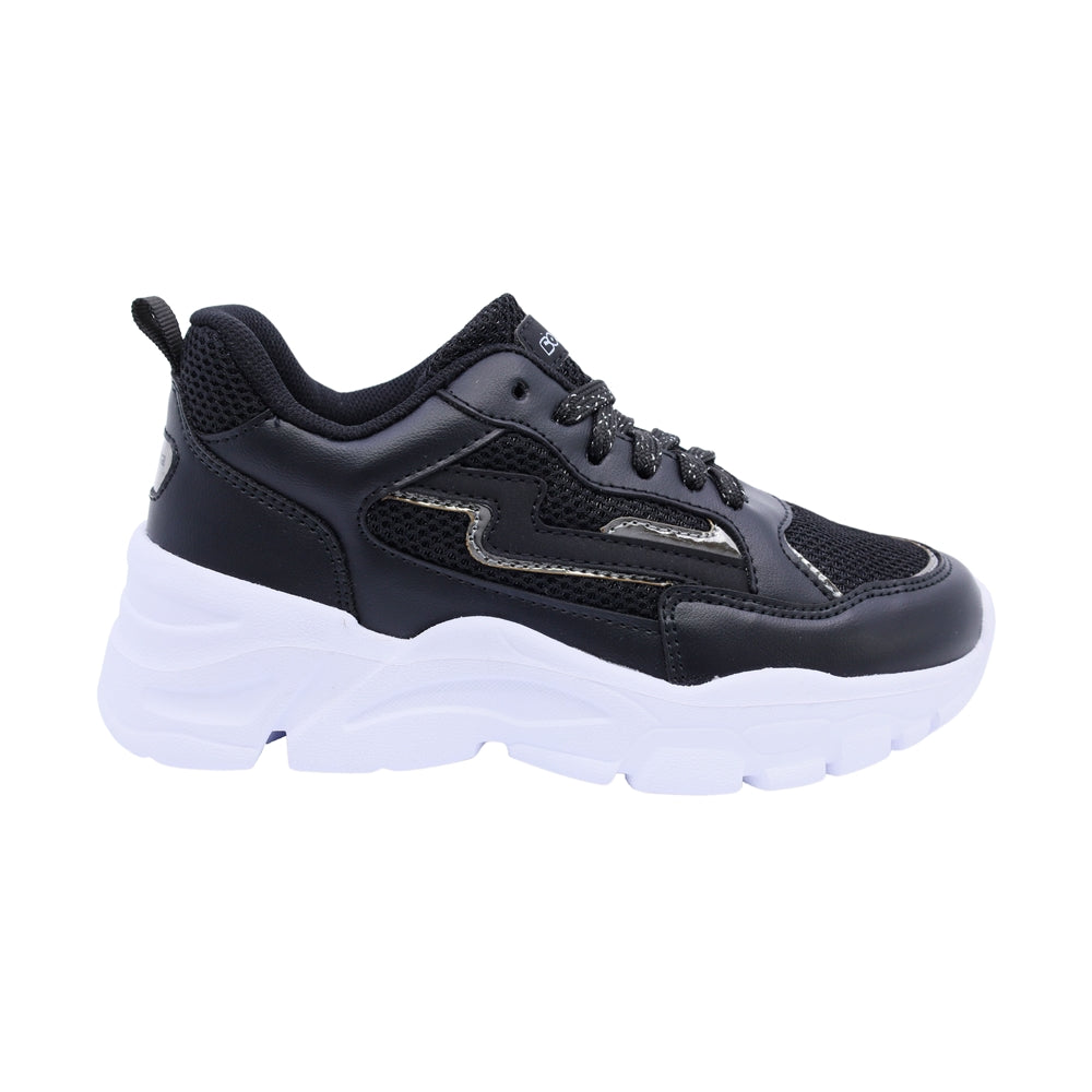 Tenis para niña Coqueta de material sintetico color negro Twenty four con plantilla confortable