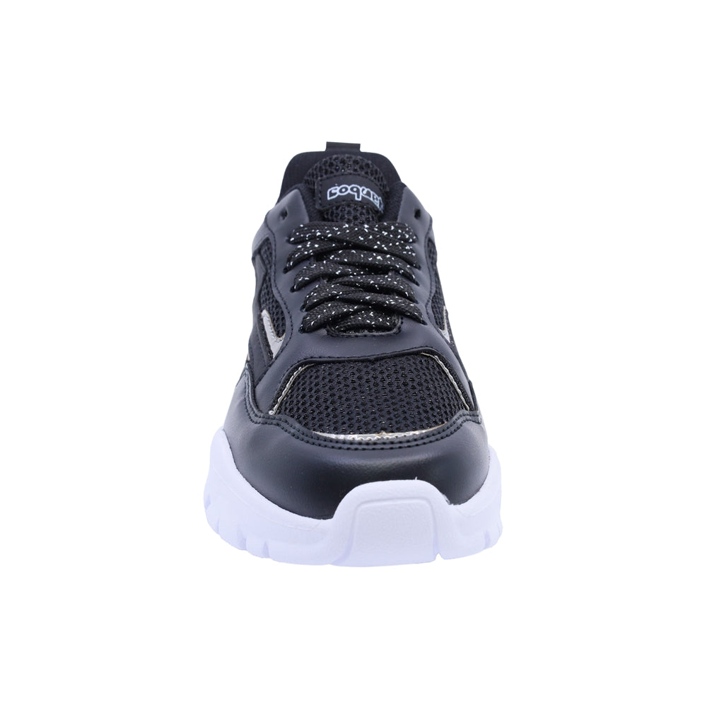 Tenis para niña Coqueta de material sintetico color negro Twenty four con plantilla confortable