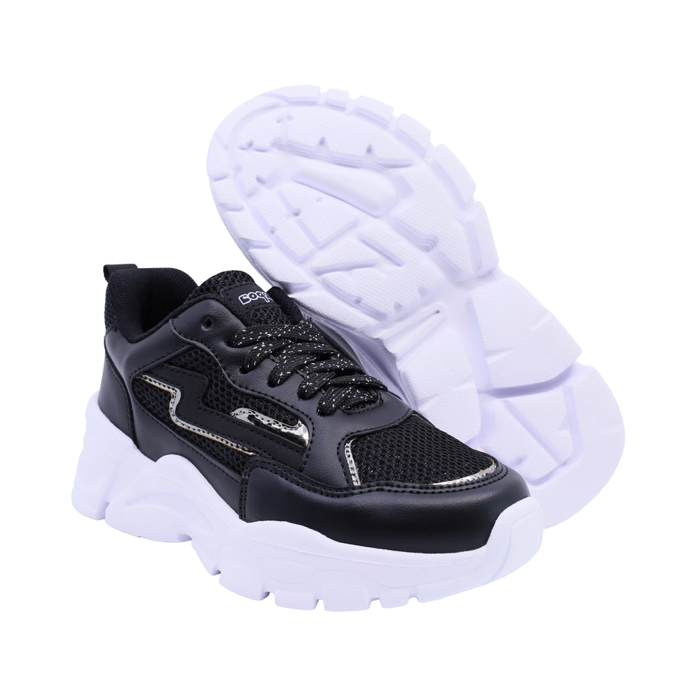 Tenis para niña Coqueta de material sintetico color negro Twenty four con plantilla confortable