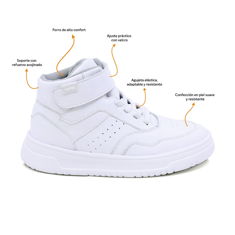 Tenis escolar Audaz para niño de piel blanco Raptor con ajuste alto