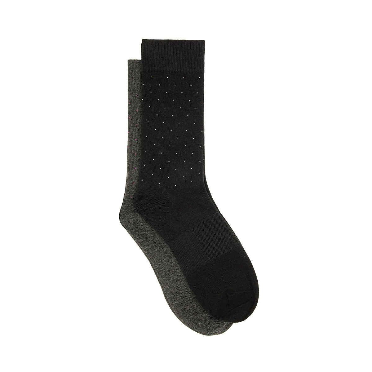 2-Pack Calcetín Largo Básico Puntos Flexi para Hombre Estilo 090510 Negro Y Gris