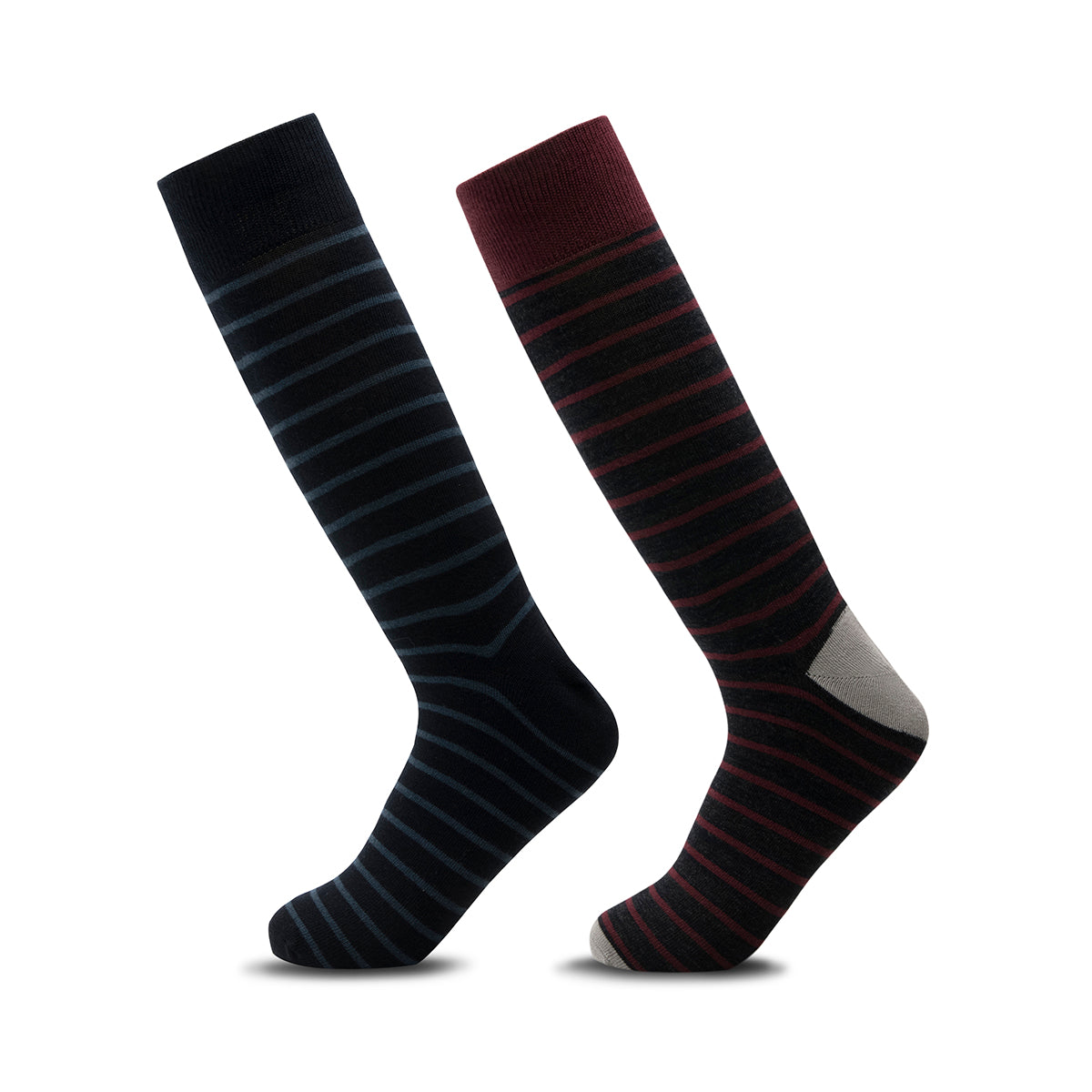 2-Pack Calcetín Flexi para Hombre Estilo 9960C4-102 Marino con Lineas Azul y Rojo
