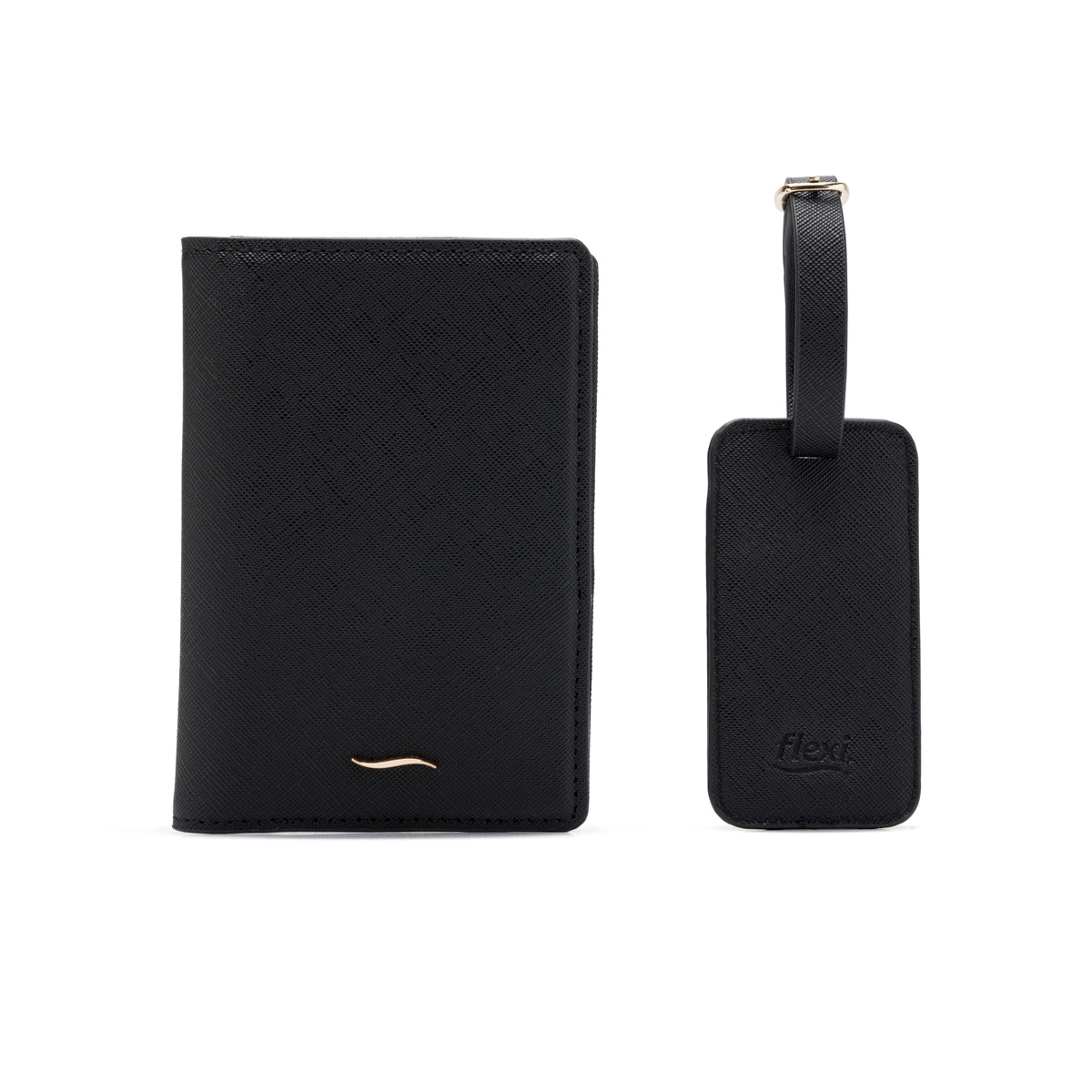 Set De Portapasaporte Y Tag Para Maleta Flexi para Mujer Estilo 9960C6-310 Negro