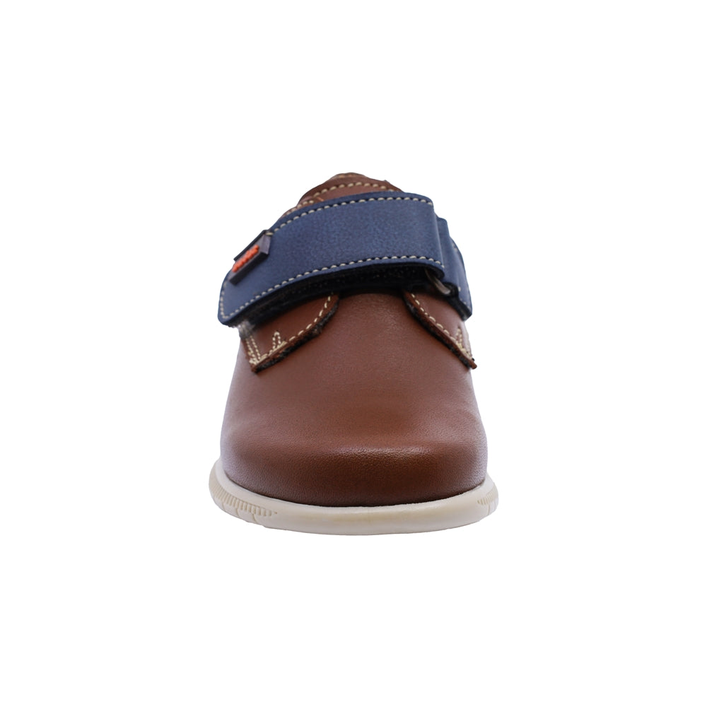 Zapato Audaz para niño en piel café claro Click con tira de contacto