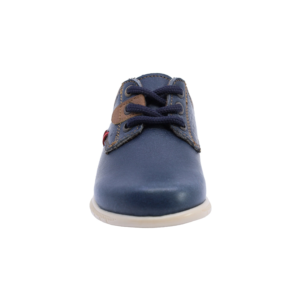 Zapato Audaz para niño en piel azul con agujetas