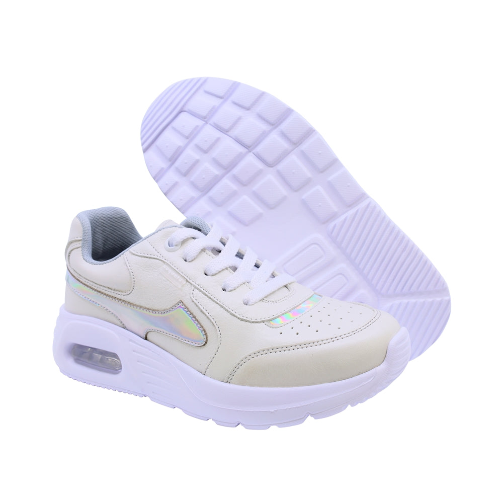 Tenis Coqueta para niña de piel en perla Mulán con suela cómoda