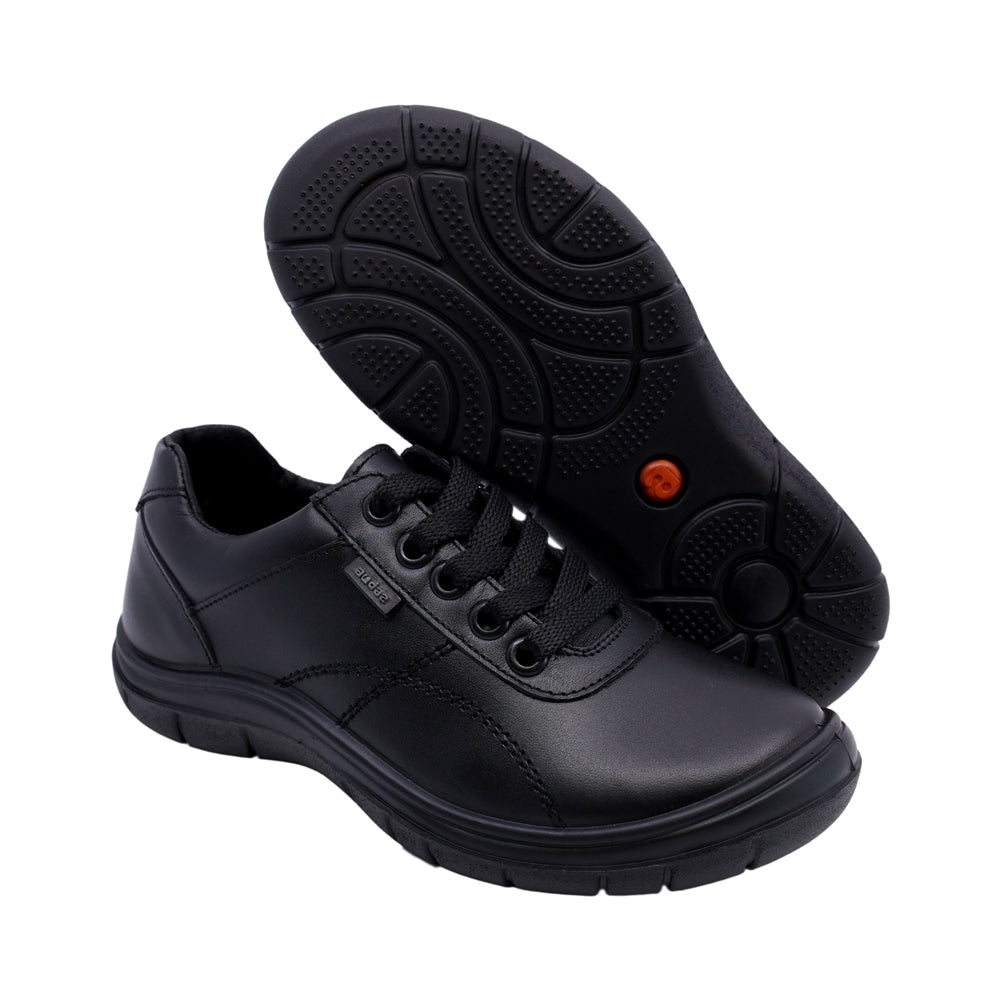 Zapato escolar Audaz para niño de piel negro Monkey con agujetas