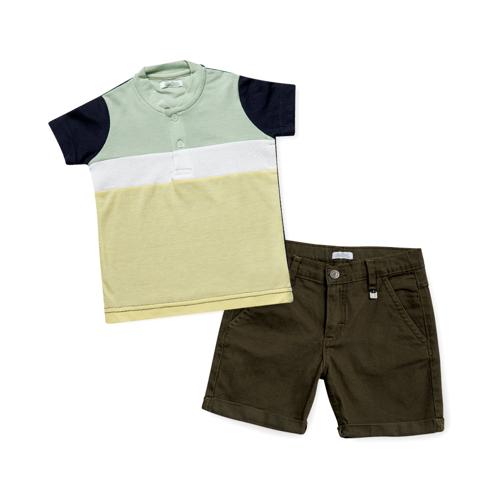 Short Audaz para niño de algodón verde con diseño casual