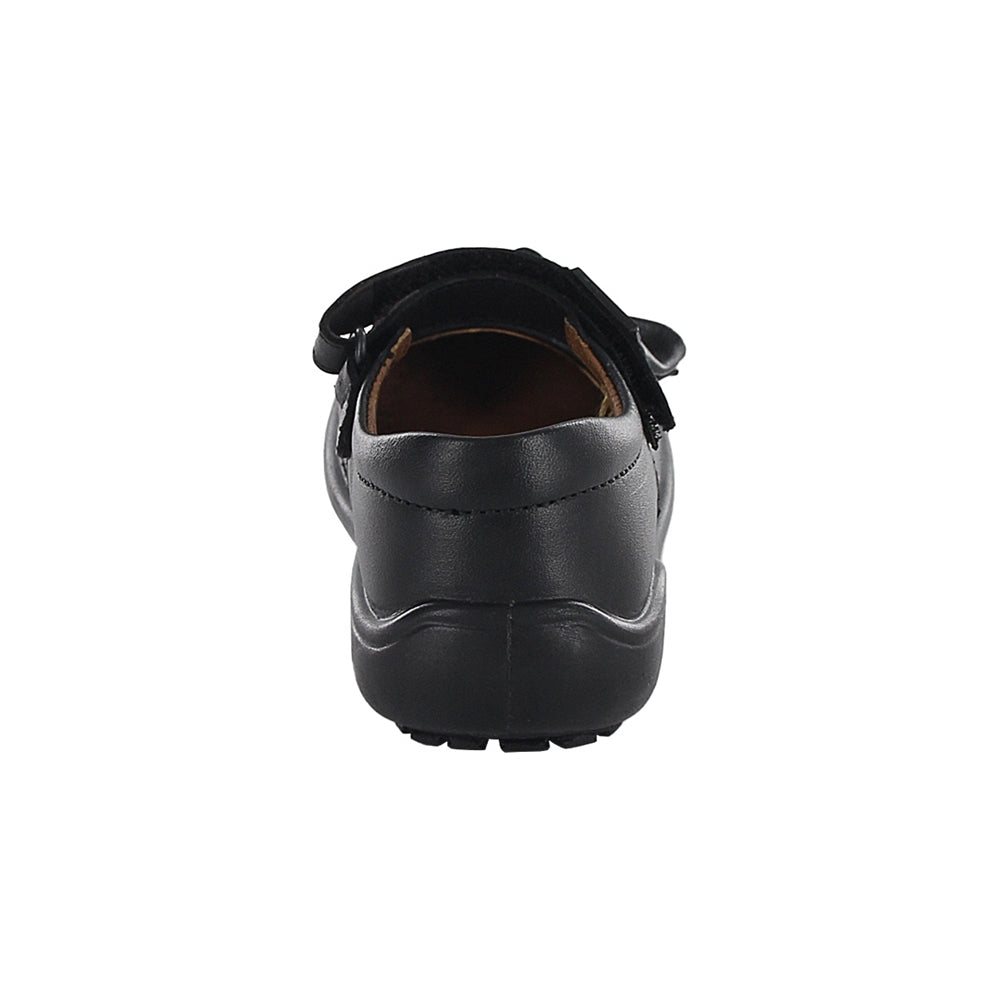 Zapato Escolar Coqueta para niña en piel negro Castor con moño decorativo