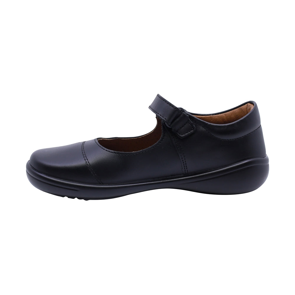 Zapato escolar Coqueta de piel color negro Selene con tira de contacto