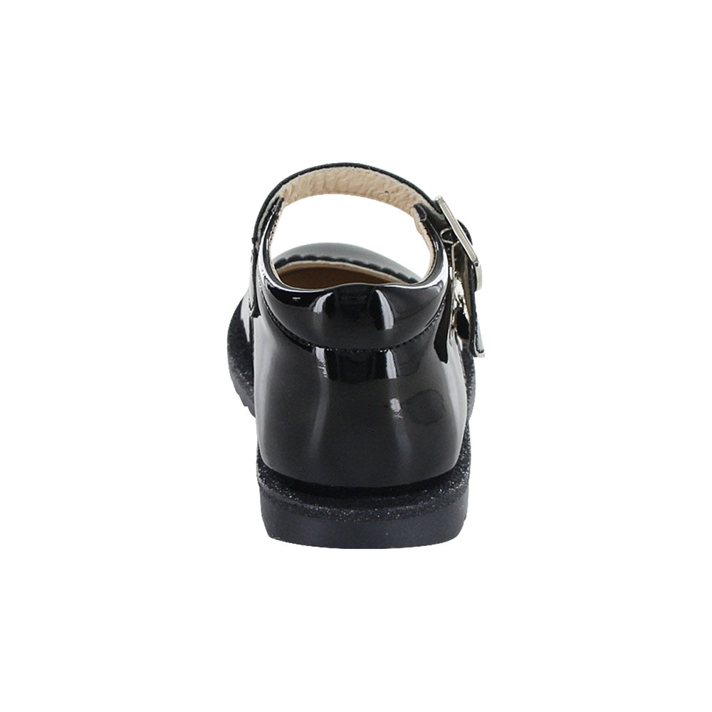 Zapato Coqueta para niña en charol negro Rondy con hebilla metálica