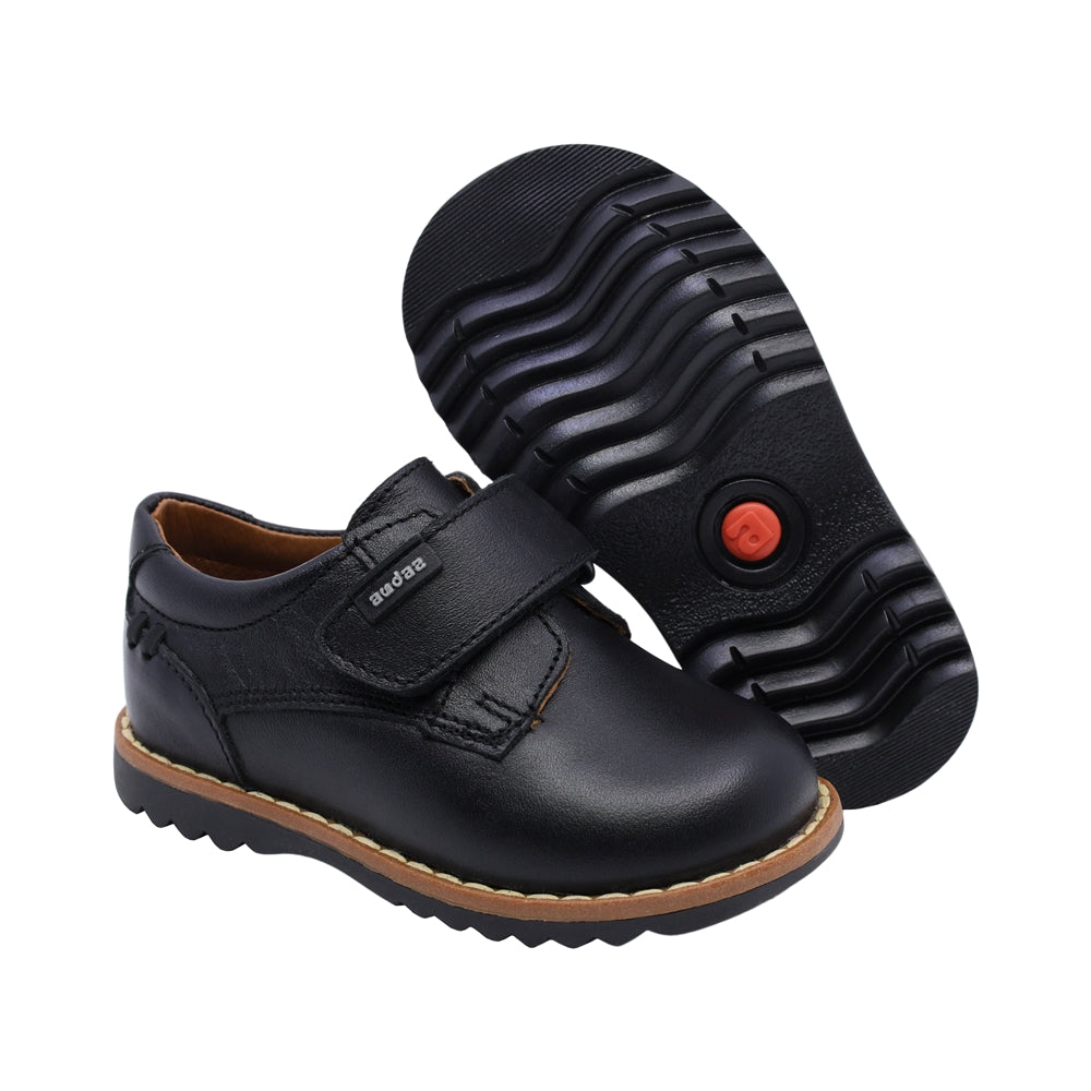Zapato Audaz para niño en piel negro Rondy con tira de contacto