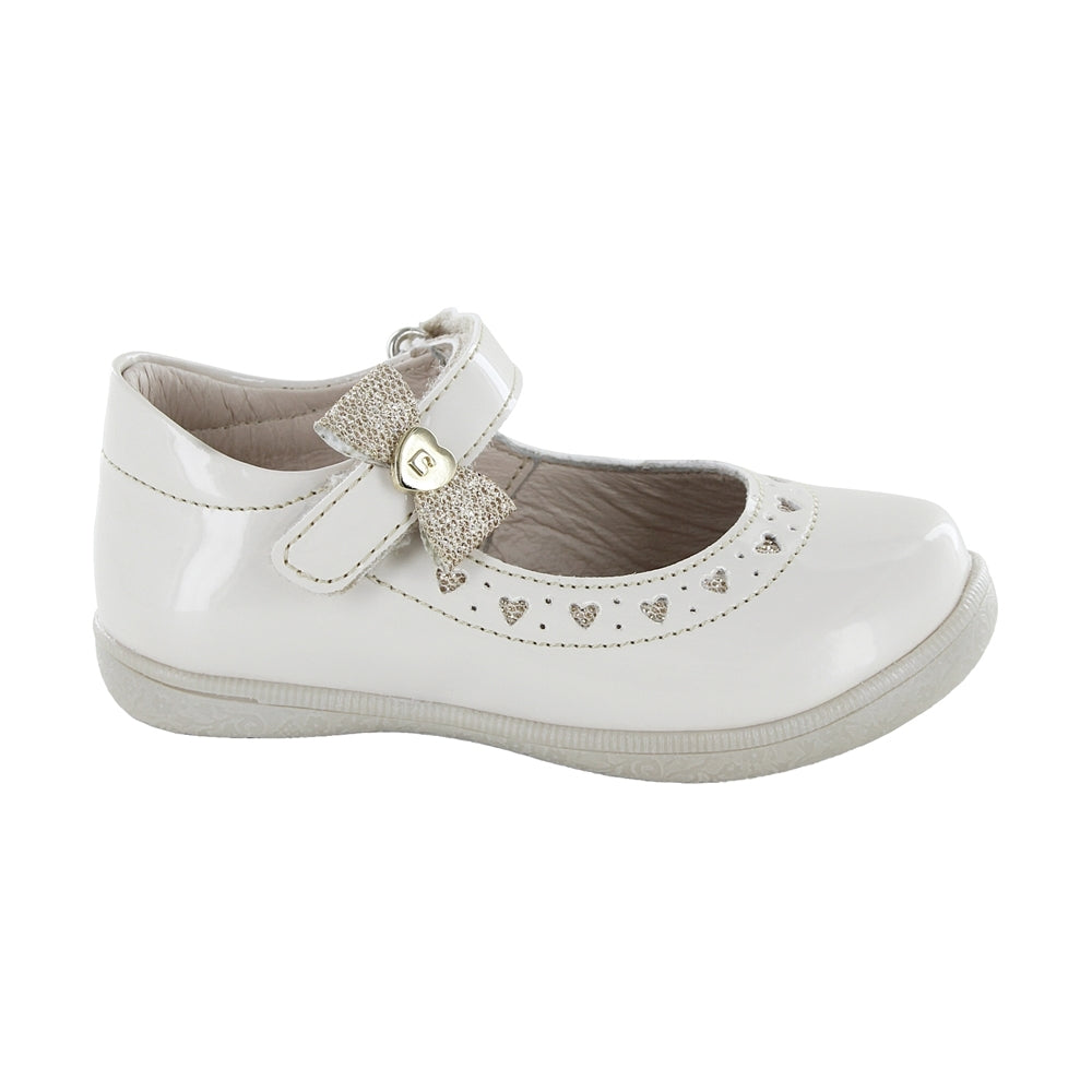 Zapato Coqueta para niña en charol beige Naty con moño decorativo