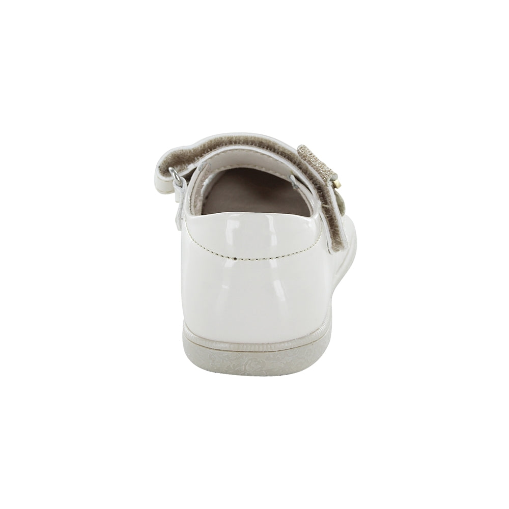 Zapato Coqueta para niña en charol beige Naty con moño decorativo