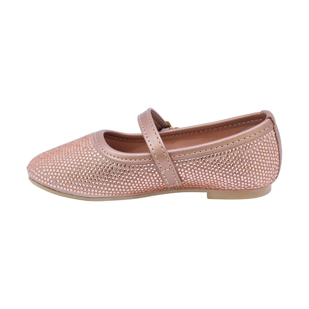 BALERINA COQUETA PARA NIÑA COLOR ORO ROSADO DE SINTÉTICO CLEOTILDE CON HEBILLA