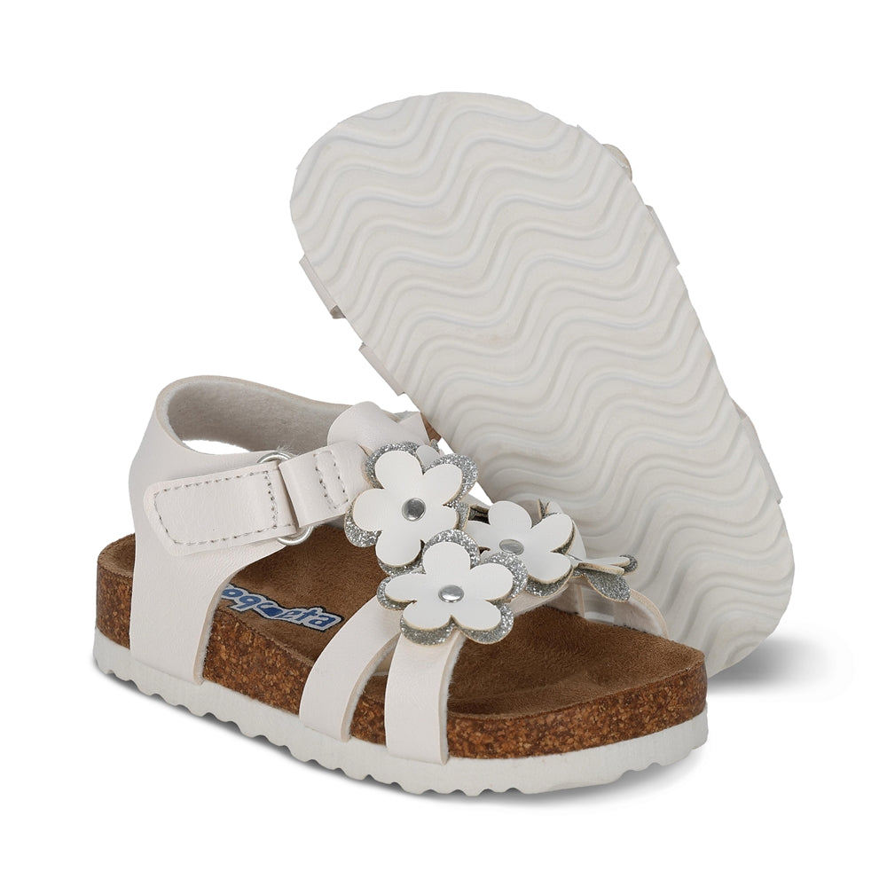 Sandalia Coqueta para niña en sintético blanco Moana con tira de contacto.