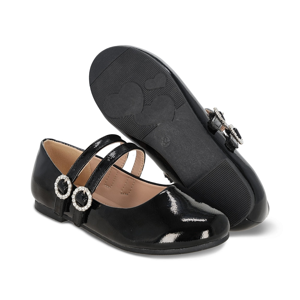Balerina Coqueta para niña en sintético negro Praga con hebilla doble