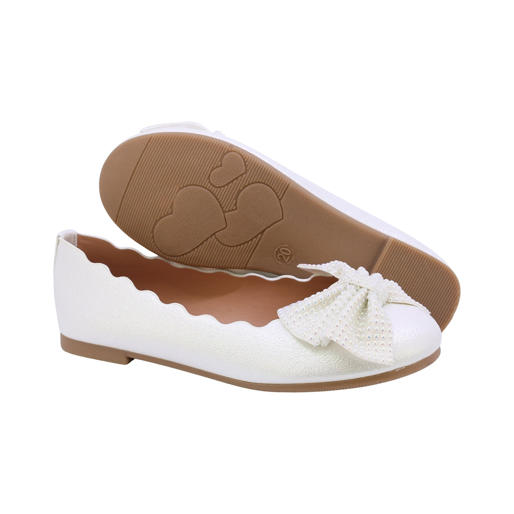 BALERINA COQUETA PARA NIÑA COLOR PERLA DE SINTÉTICO SLIP ON