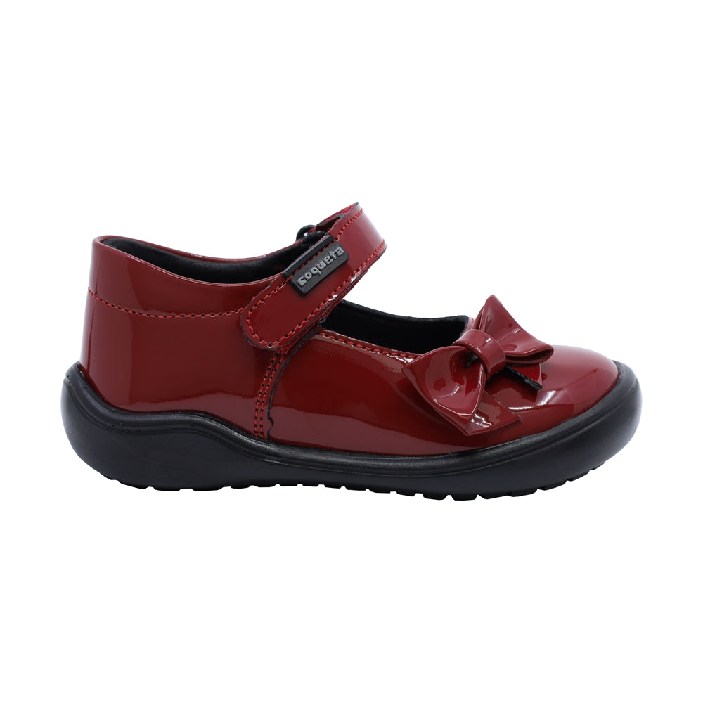 Zapato Coqueta para niña de charol rojo Castor con moño