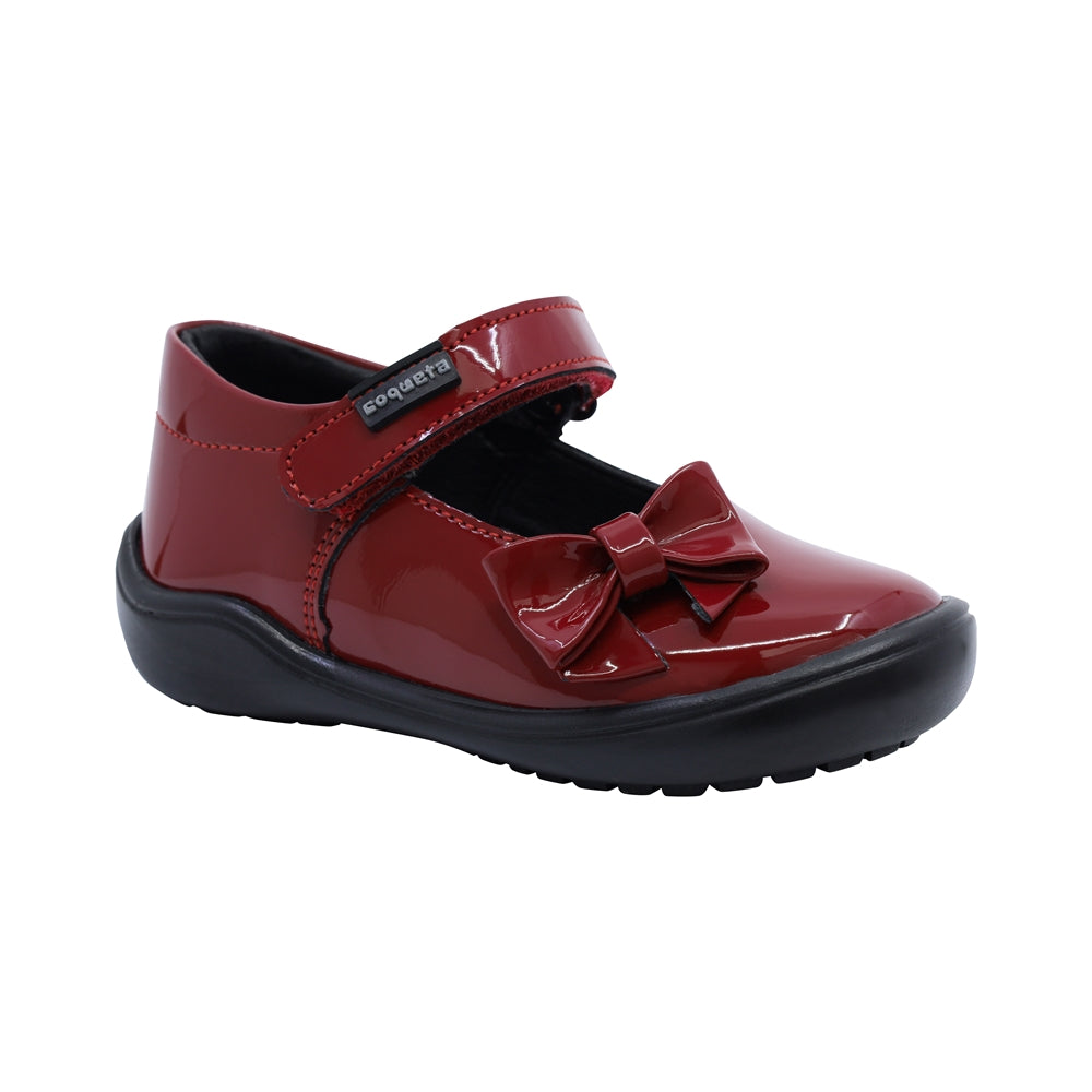 Zapato Coqueta para niña de charol rojo Castor con moño