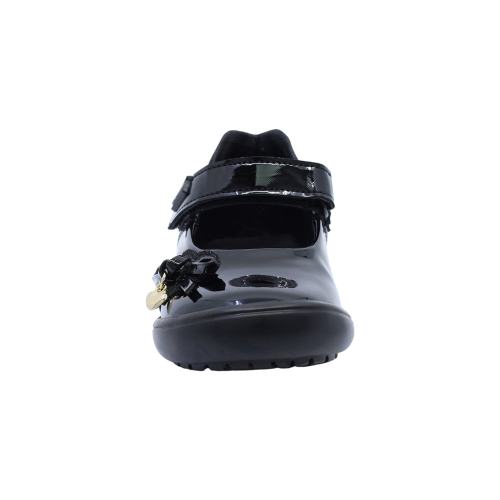 Zapato Coqueta para niña de charol negro Castor con dije