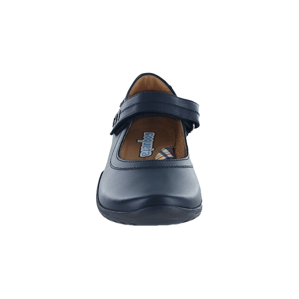 Zapato Escolar Coqueta para niña en piel azul Georgina con tira de contacto