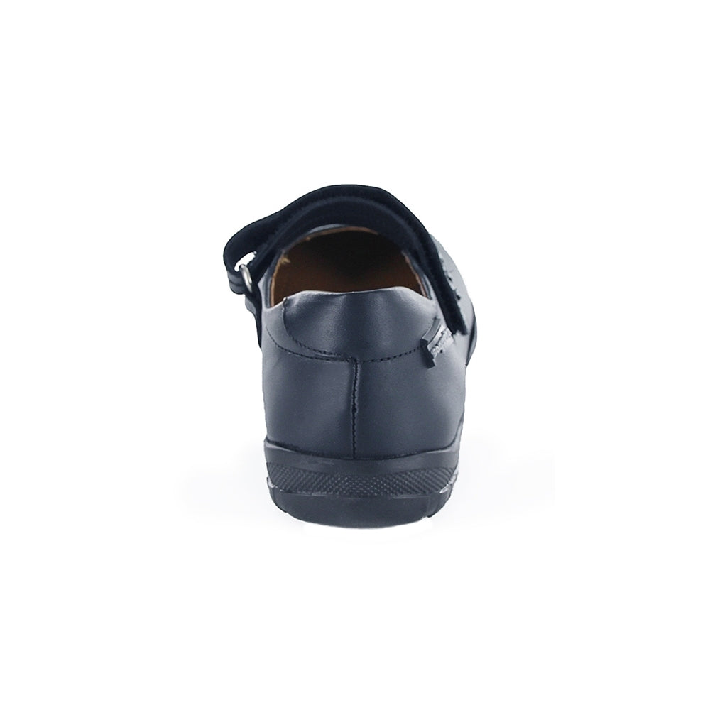 Zapato Escolar Coqueta para niña en piel azul Georgina con tira de contacto