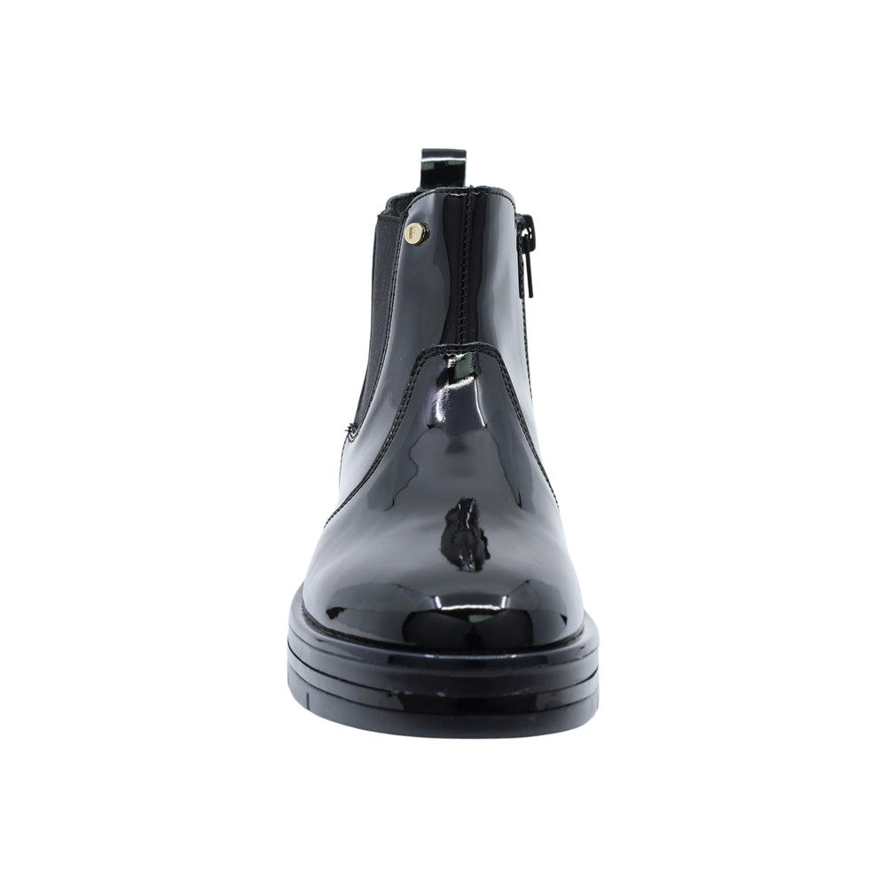 Bota Coqueta para niña de charol negro Nora con elástico lateral