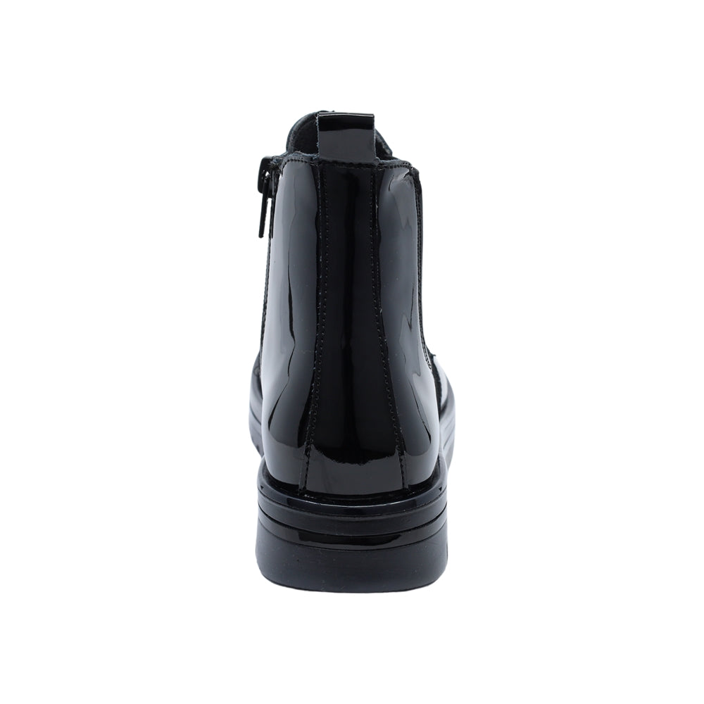 Bota Coqueta para niña de charol negro Nora con elástico lateral