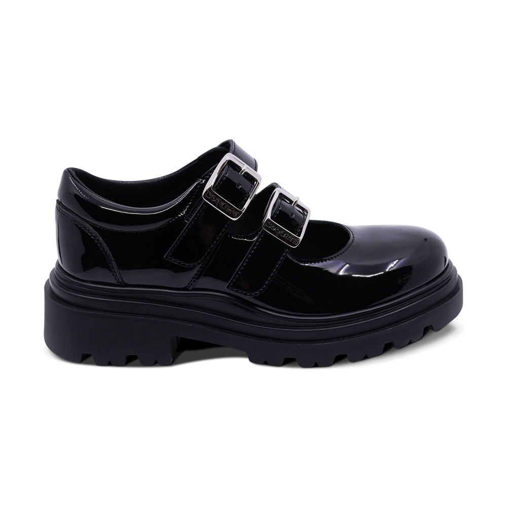 Zapato escolar Coqueta para niña de charol negro Jazz con doble hebilla
