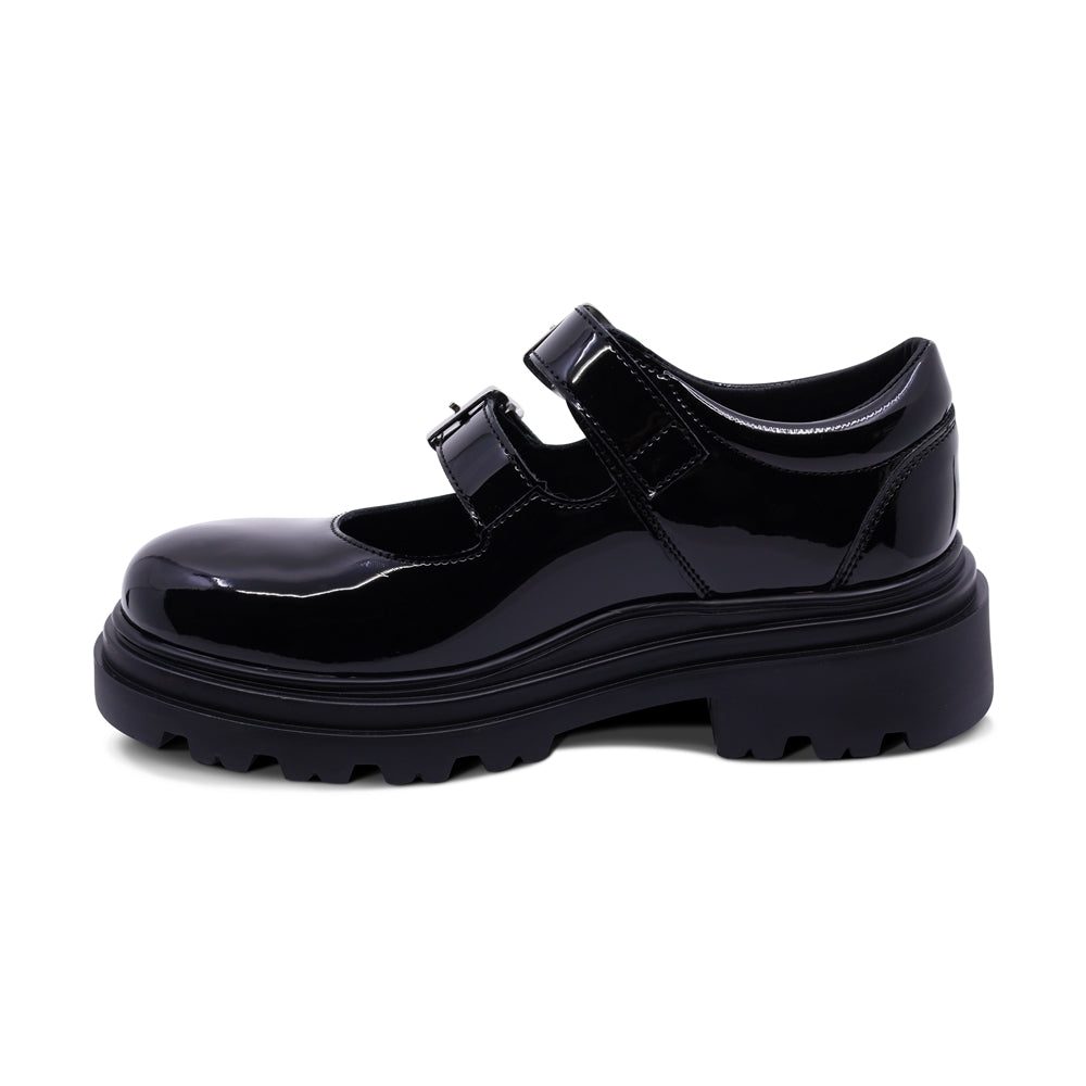 Zapato escolar Coqueta para niña de charol negro Jazz con doble hebilla