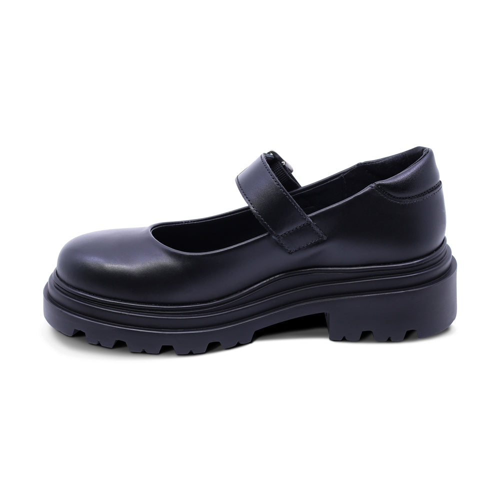 Zapato escolar Coqueta para niña de piel negro Jazz con hebilla